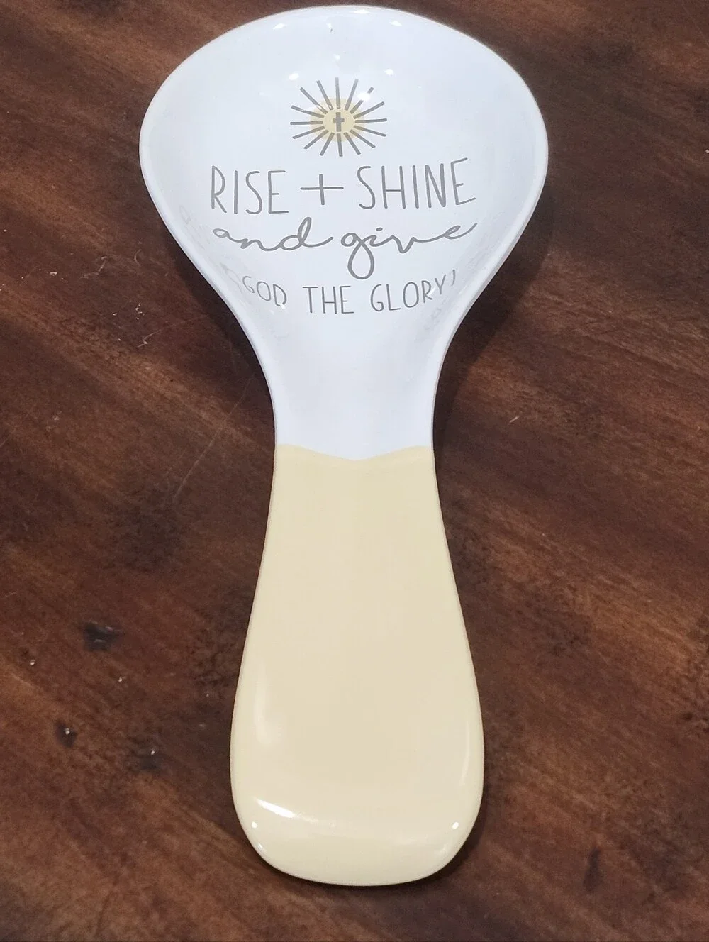 Rise & Shine and Give God the Glory Ceramic Spoon Rest Christian Home Decor